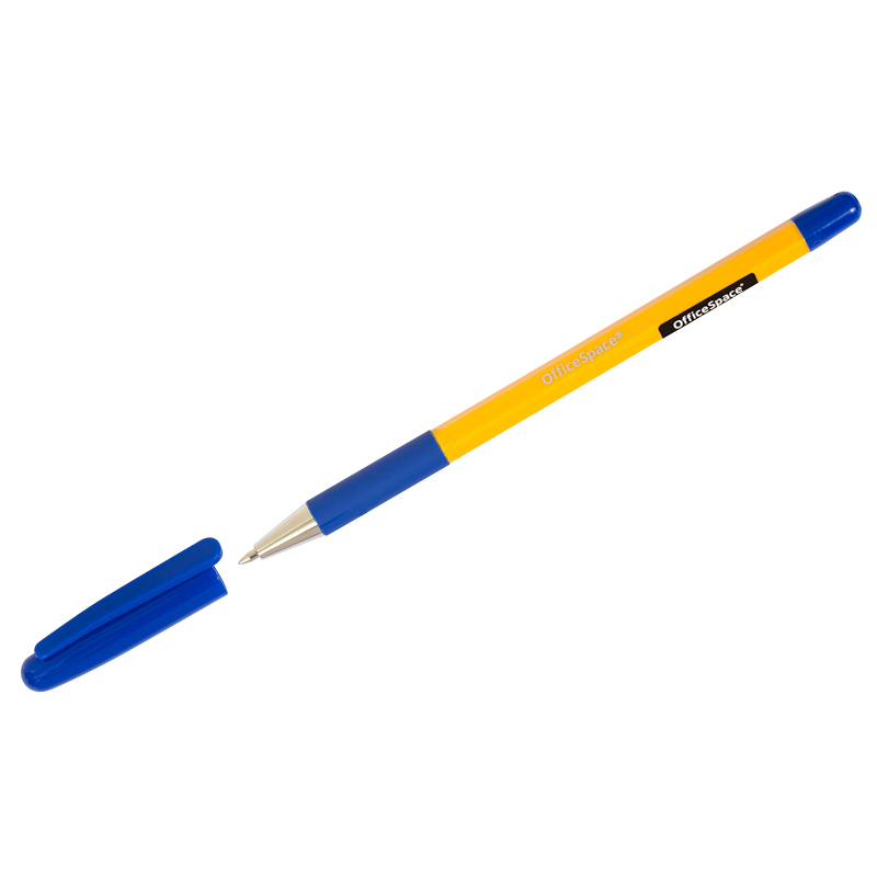 Ручка шариковая OfficeSpace "Yellow Stone", синяя, 0,7мм, грип, штрихкод 1/50