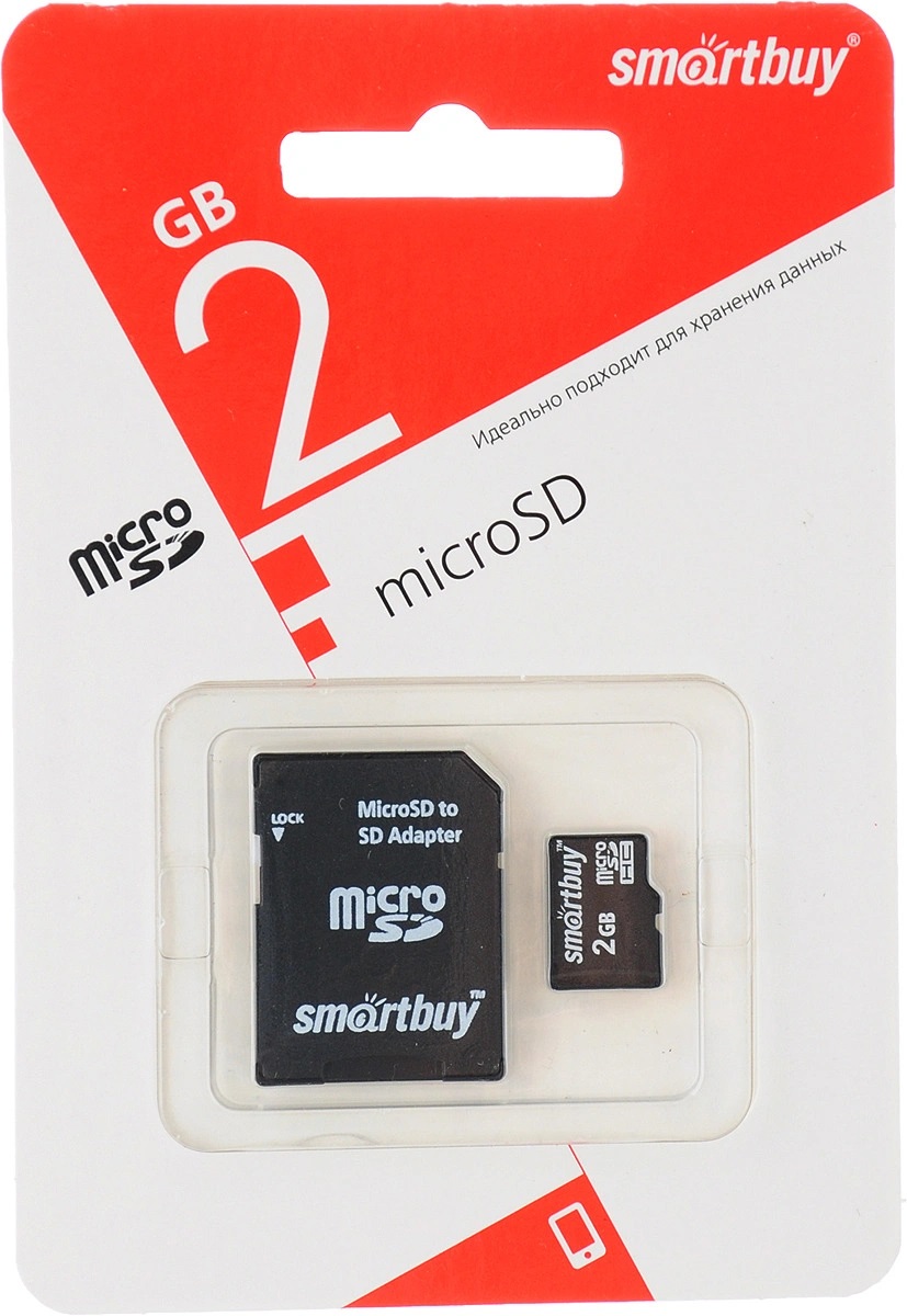 Карта памяти Smart Buy micro SD 2Gb с адаптером SD