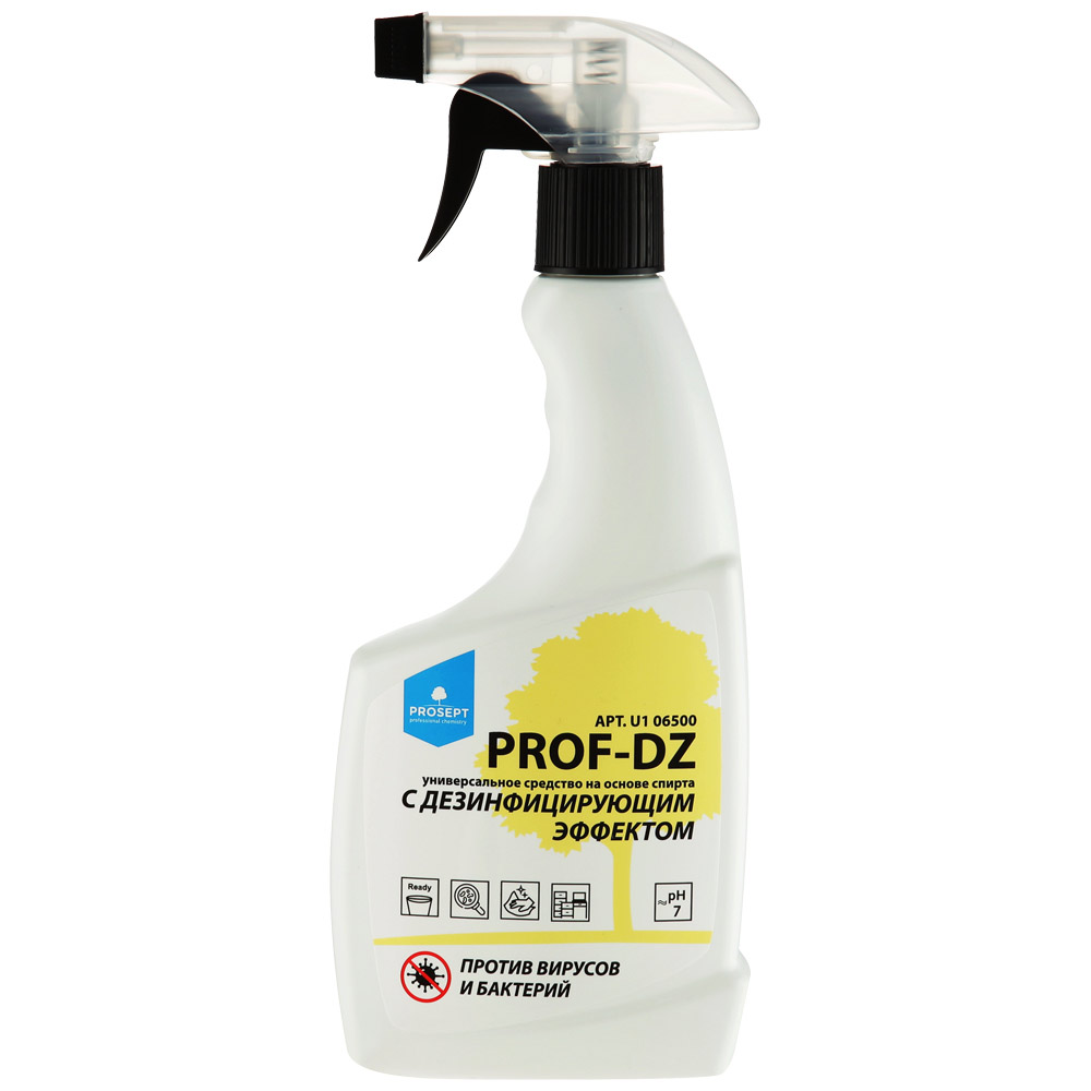 Универсальное средство PROF-DZ PROSEPT на основе спирта с дезинфицирующим эффектом 500мл