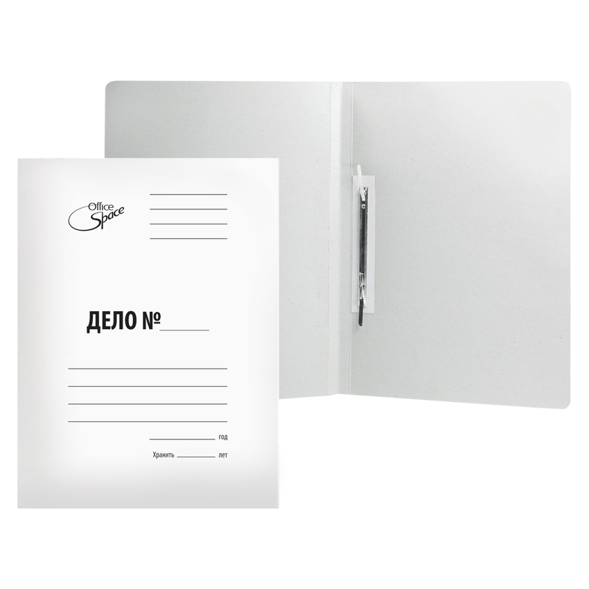 Папка ДЕЛО 400г скоросшиватель OfficeSpac немелованный белый с пробитой вставкой до 200л 1/150