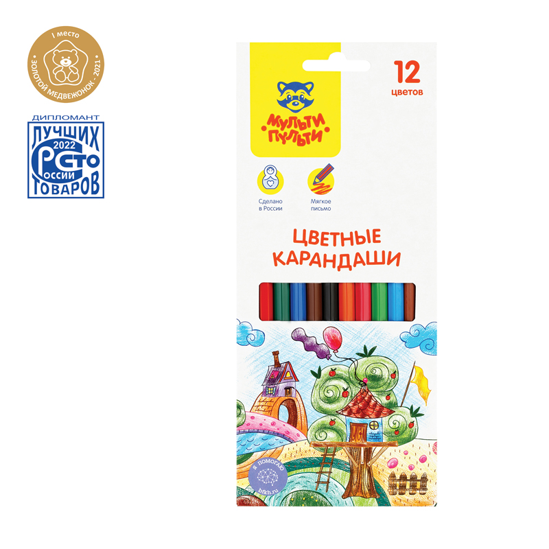 Карандаши 12цв Мульти-Пульти "Невероятные приключения" заточен., картон, европодвес