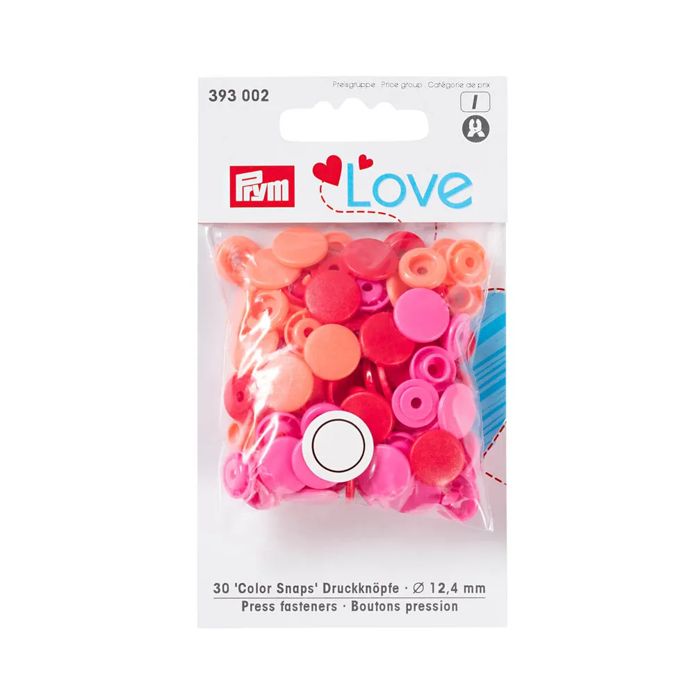 Kнопки Color Snaps PrymLove, красный/розовый цв., 12мм, 30шт Prym