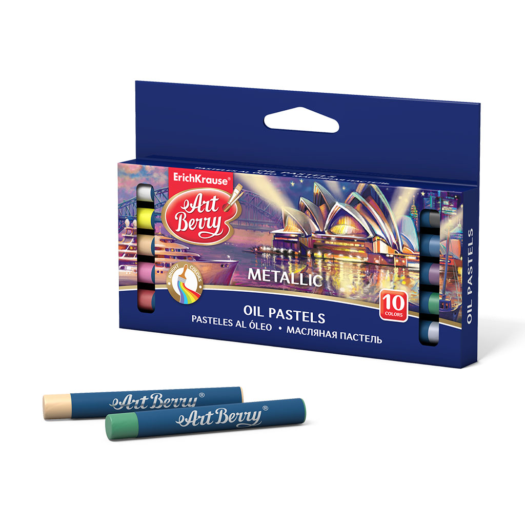 Пастель масляная ErichKrause ArtBerry Metallic 8цв+2контура