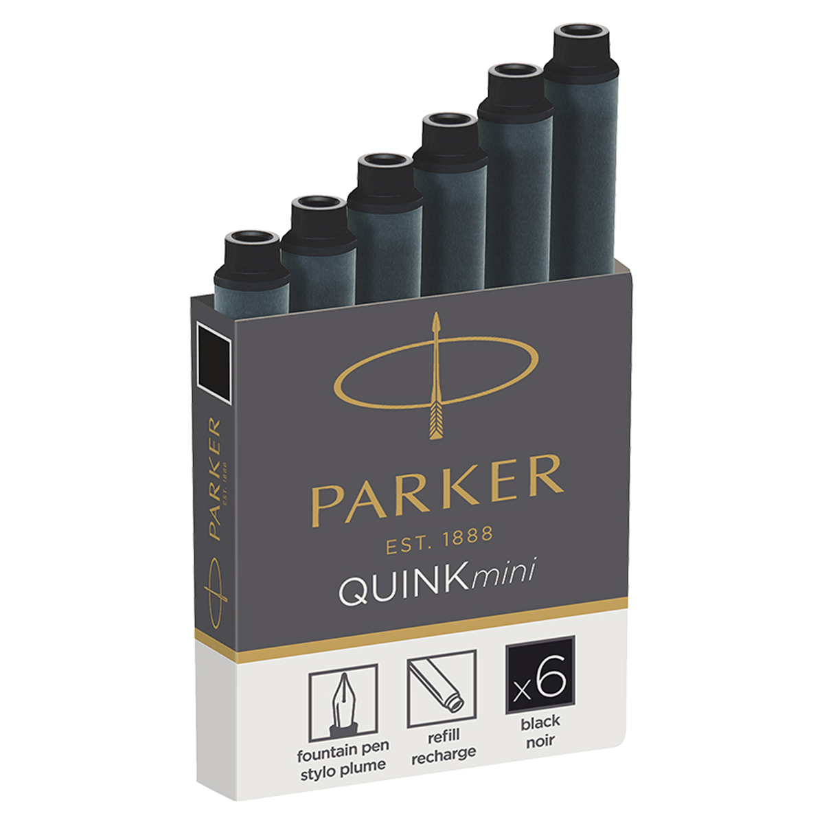 Картридж для перьевой ручки PARKER mini черный 1 ампула Cartridge Quink 1/6
