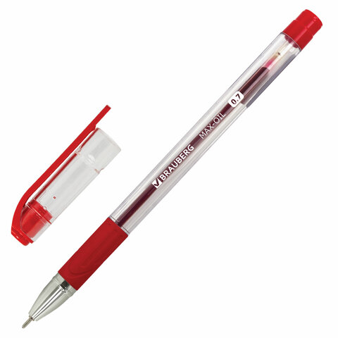 Ручка шариковая красная BRAUBERG 0,7мм Max-Oil  на масл осн  1/12