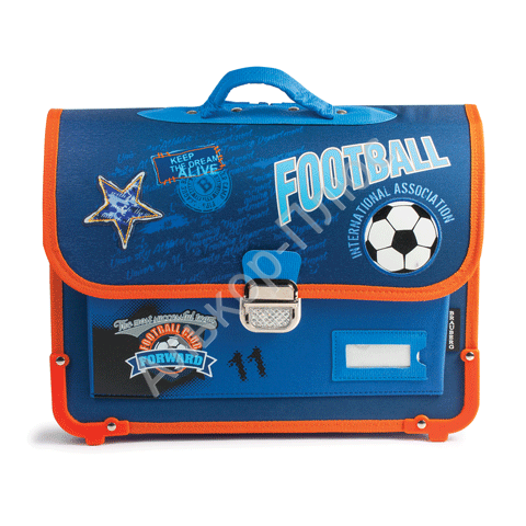 Ранец BRAUBERG FOOTBALL для нач школы, мальч, син/оранж