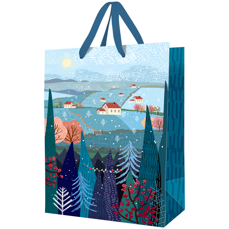 Пакет подарочный 18*23*10см MESHU "Misty forest", матовая ламинация, выборочный лак