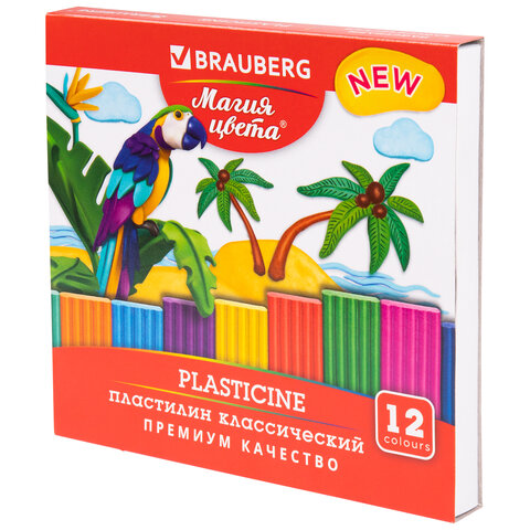 Пластилин 12цв BRAUBERG "МАГИЯ ЦВЕТА NEW" 240 г, стек,