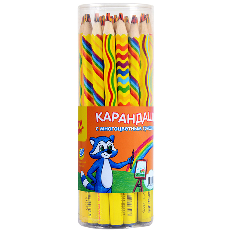 Карандаш многоцветный Мульти-Пульти. Енот и радуга утолщенный 1/30