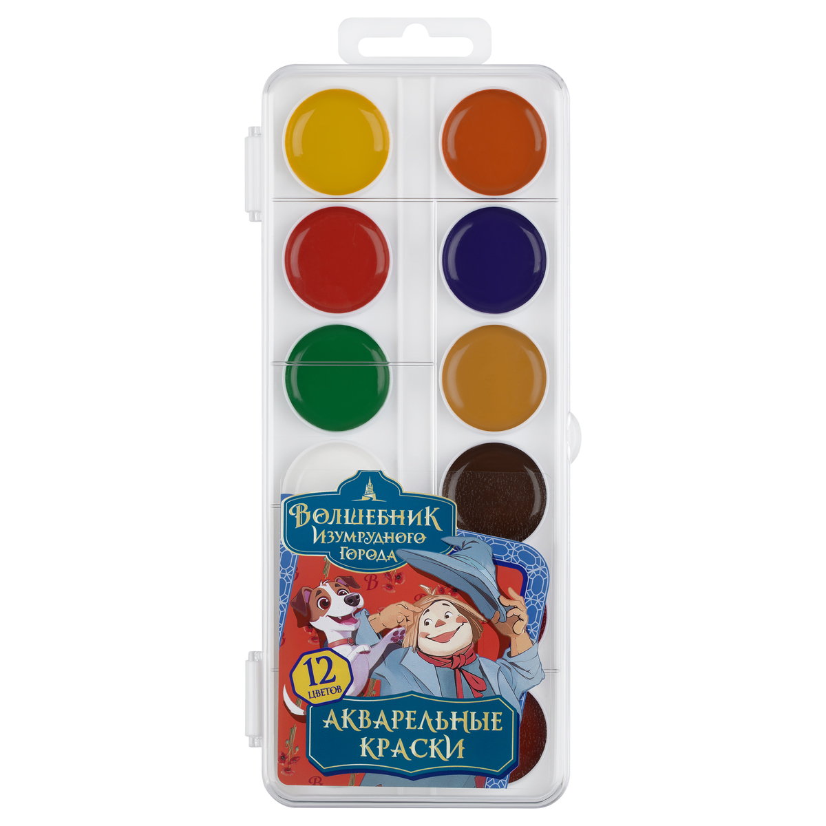 Акварель 12цв Мульти-Пульти "Волшебник Изумрудного Города", медовая без кисти, пластик, европ