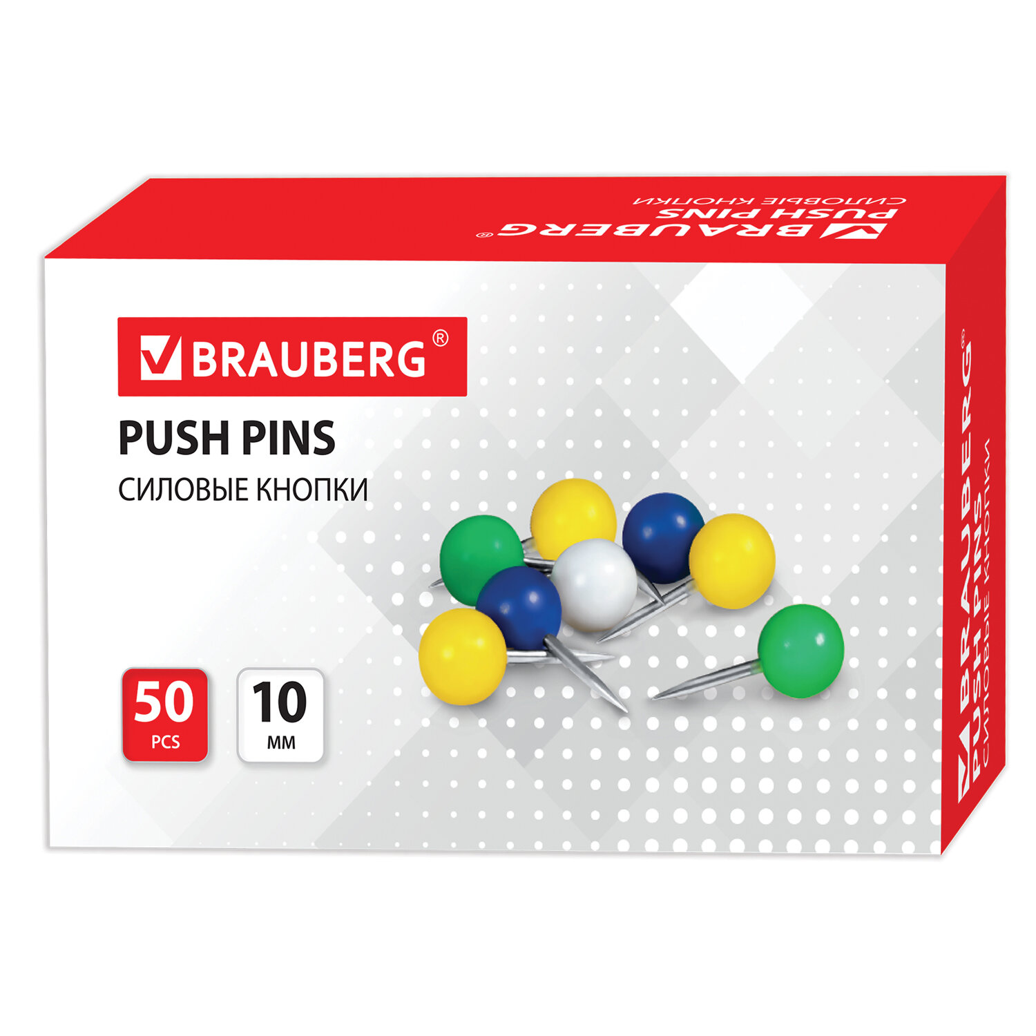 Кнопки силовые Шарики 50шт BRAUBERG цветные