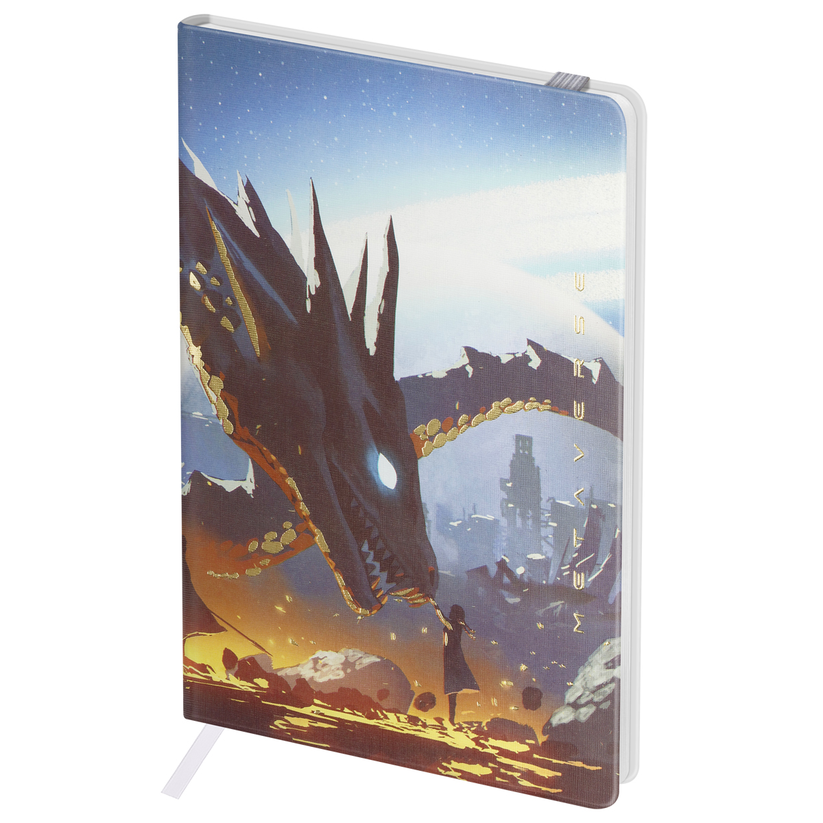 Записная книжка А6 80л. ЛАЙТ, кожзам, Greenwich Line "Touch the dragon", с резинкой, тиснение фольго