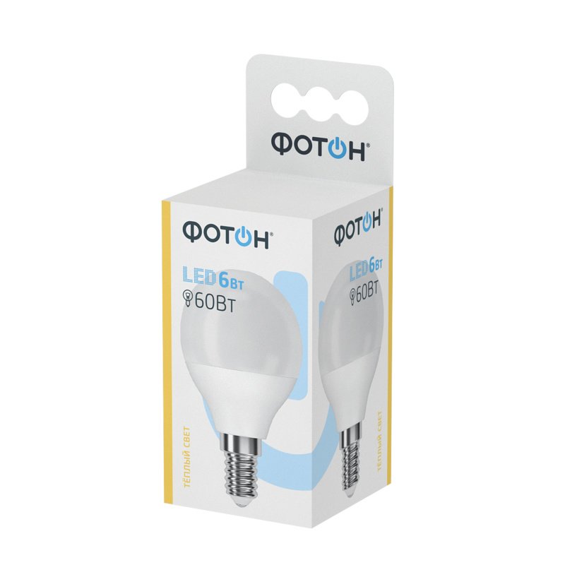 Лампа светодиодная Фотон LED Р45 6W Е14 3000K шари