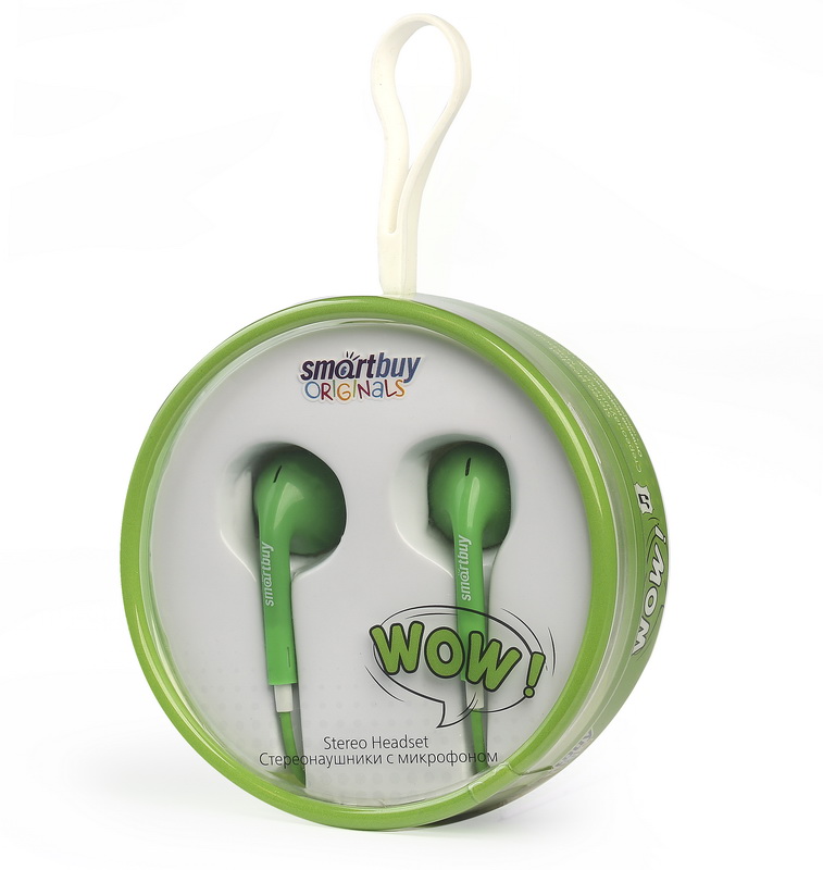 Smart Buy Wow внутрик. стерео наушники зеленые с микрофоном