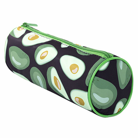 Пенал-тубус BRAUBERG, с эффектом SOFT TOUCH, полиэстер, "Black Avocado", 22х8 см