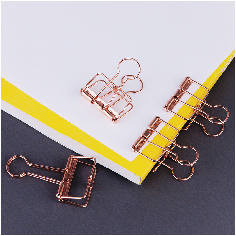 Зажим для бумаг 32мм, Meshu "Rose Gold", 4шт., пакет с европодвесом