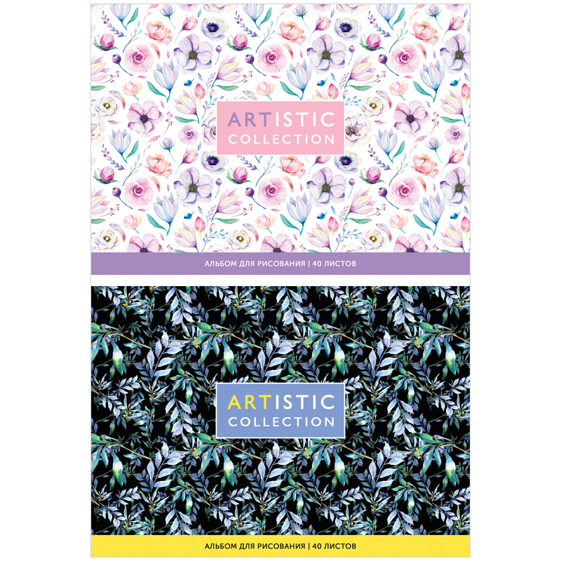 Альбом для рисования 40л А5 склейка Art Space Цветы. Artistic collection