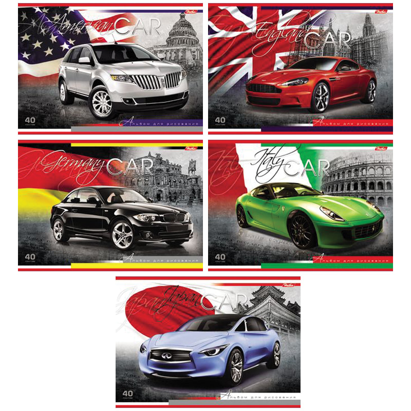 Альбом для рисования 40л А4 скрепка COUNTRY CARS