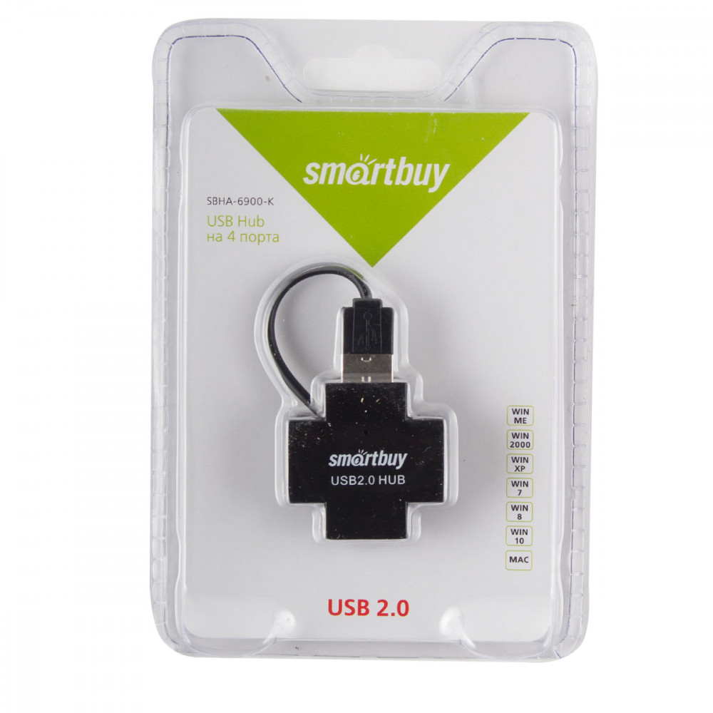 Разветвитель USB - Хаб Smart Buy 4 п. черный 6900