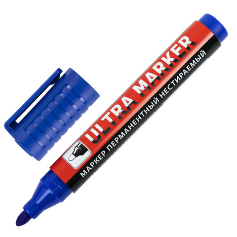 Маркер перманентный синий 3,5 мм BRAUBERG ULTRA MARKER , с клипом, 