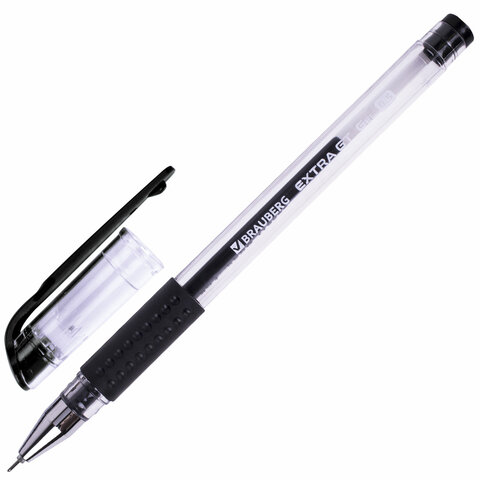 Ручка гелевая черная BRAUBERG "EXTRA GT NEEDLE" с грипом, игольчатый узел 0,5 мм, линия 0,35 мм