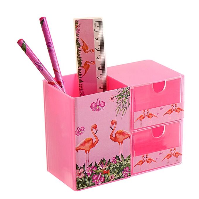 Набор настольный детский Фламинго(подставка+2 карандаша+линейка+точилка+ластик+блок 8лист)   4363578