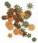 Цветы бумажные микс 1,5-2,5см 36шт коричнев/зелен