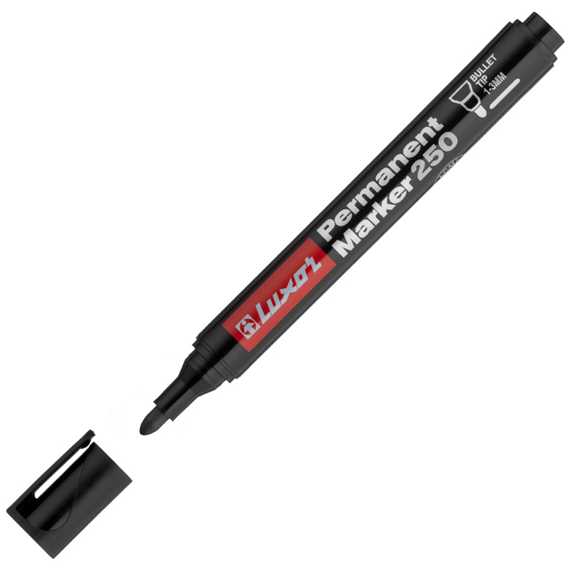 Маркер перманентный черный 1-3мм LUXOR 250 пулевидный, 1/12