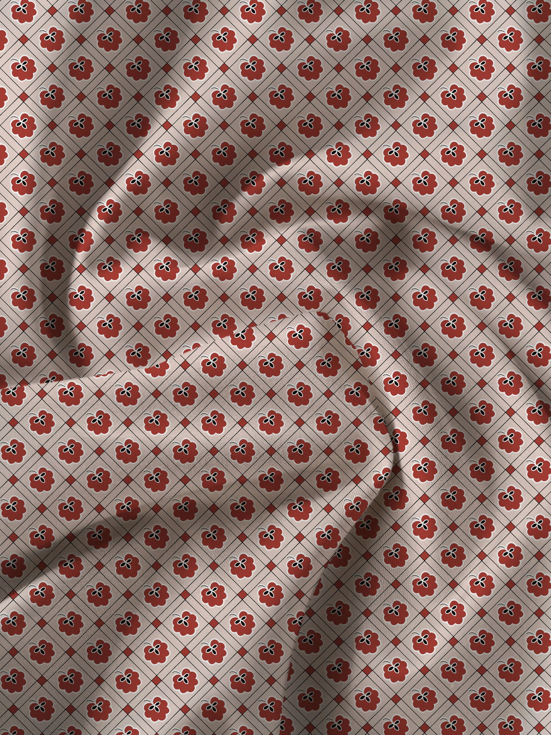 Перкаль 150 набивная сортовая (21810-1) Красный клевер