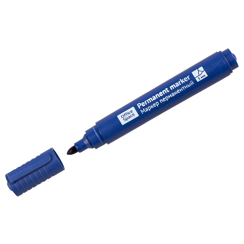 Маркер перманентный OfficeSpace "8004А" 3мм синий, пулевидный, 