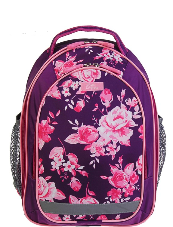 Рюкзак школьный с эргономической спинкой Calligrata Бонус 37x27x16 см для девочки, «Цветы»