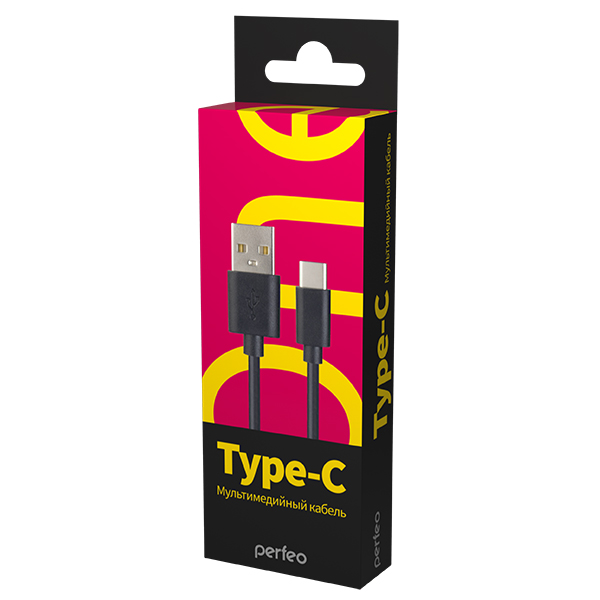 Кабель Perfeo USB-USB TYPE C 1м черный, бокс (U4703)