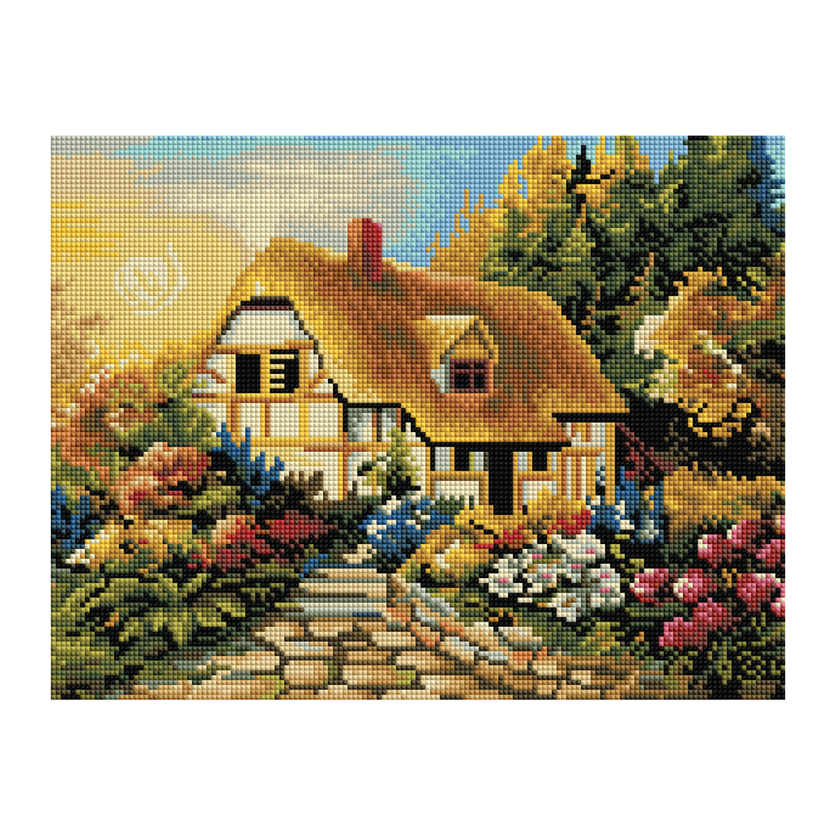 Алмазная мозаика ТРИ СОВЫ "Сказочная избушка", 30*40см, холст на деревянном подрамнике, картонная ко