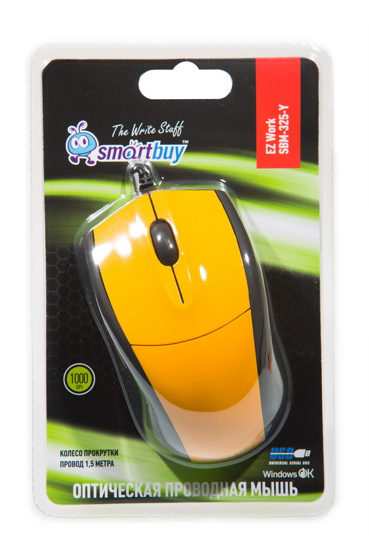 Мышь Smart Buy 325 Yellow проводная USB (SBM-325-Y