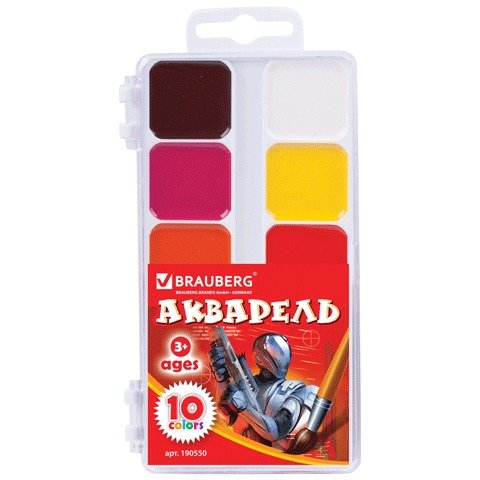 Акварель 10цв BRAUBERG медовые без кисти