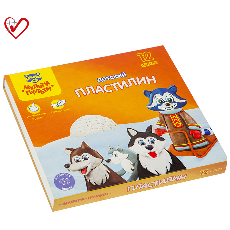 Пластилин 12цв Енот на Аляске 180г, со стеком, картон 1/16