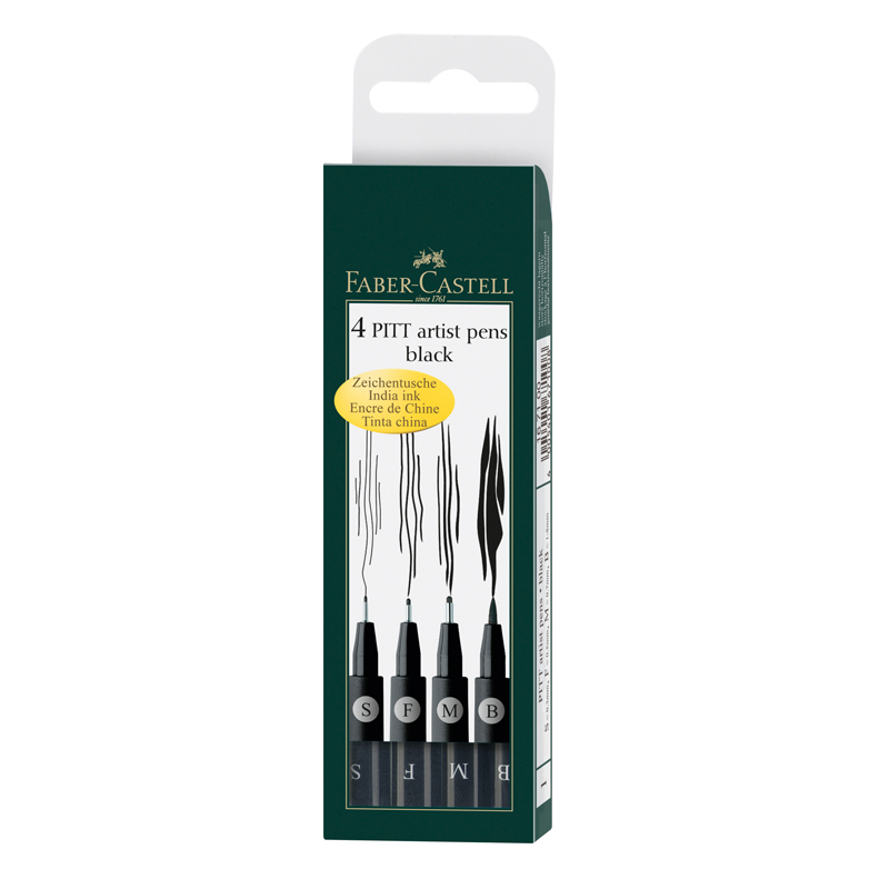Набор капиллярных ручек Faber-Castell "Pitt Artist Pen" черные, 4шт