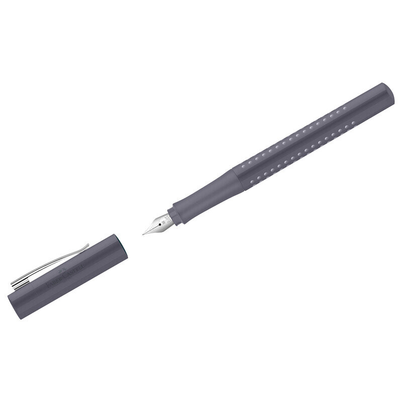 Ручка перьевая FABER-CASTELL Grip 2010, синяя, 0,75мм, трехгран, корпус бархатный серый