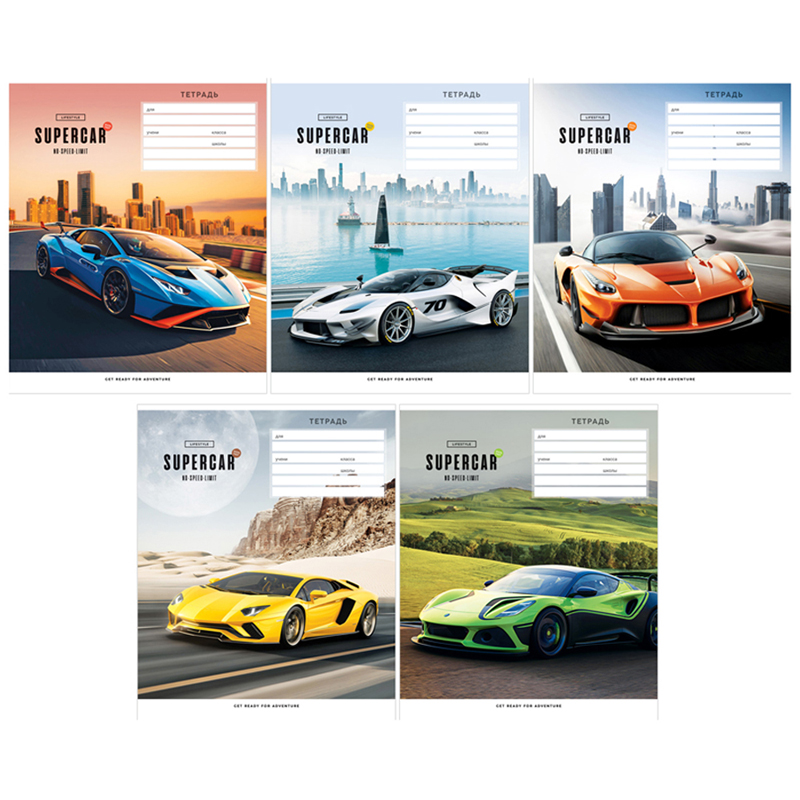 Тетрадь 12л., косая линия ArtSpace "Авто. Supercar", эконом