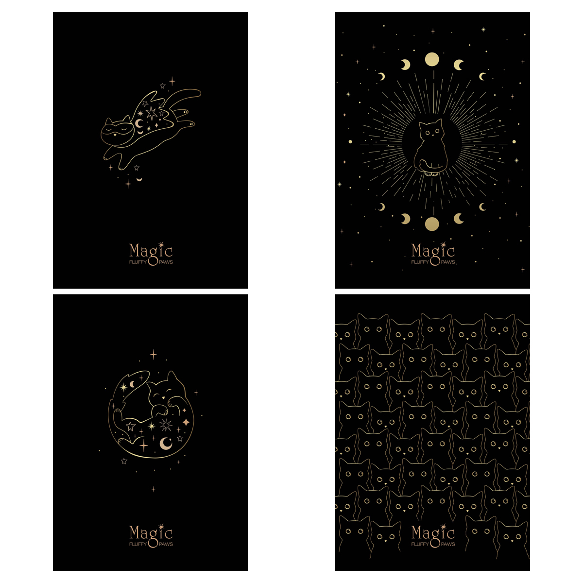 Тетрадь А5 40л кл MESHU "Black cat", матовая ламинация, тиснение фольгой, ЕВРО