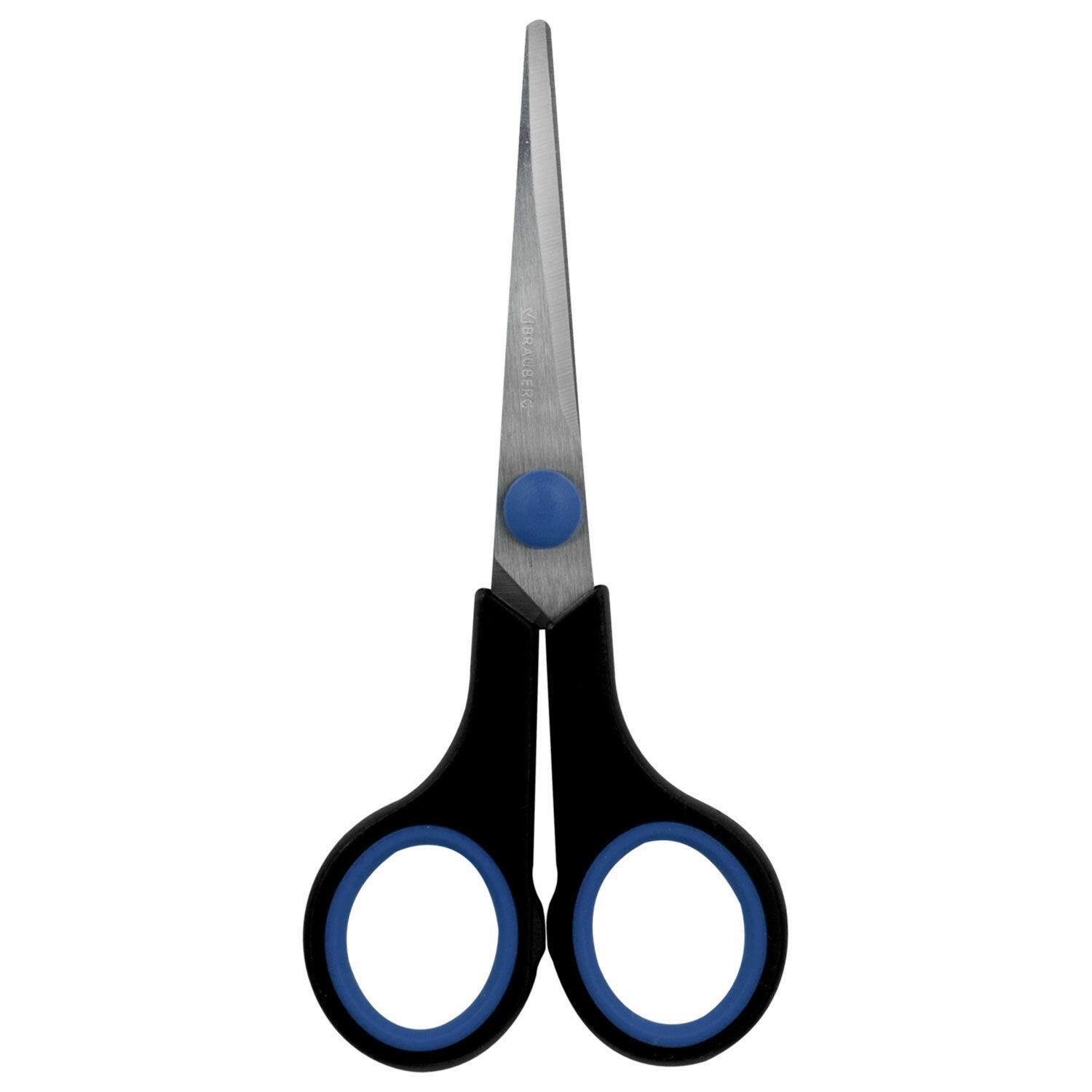 Ножницы 14см BRAUBERG Soft Grip серо-зел
