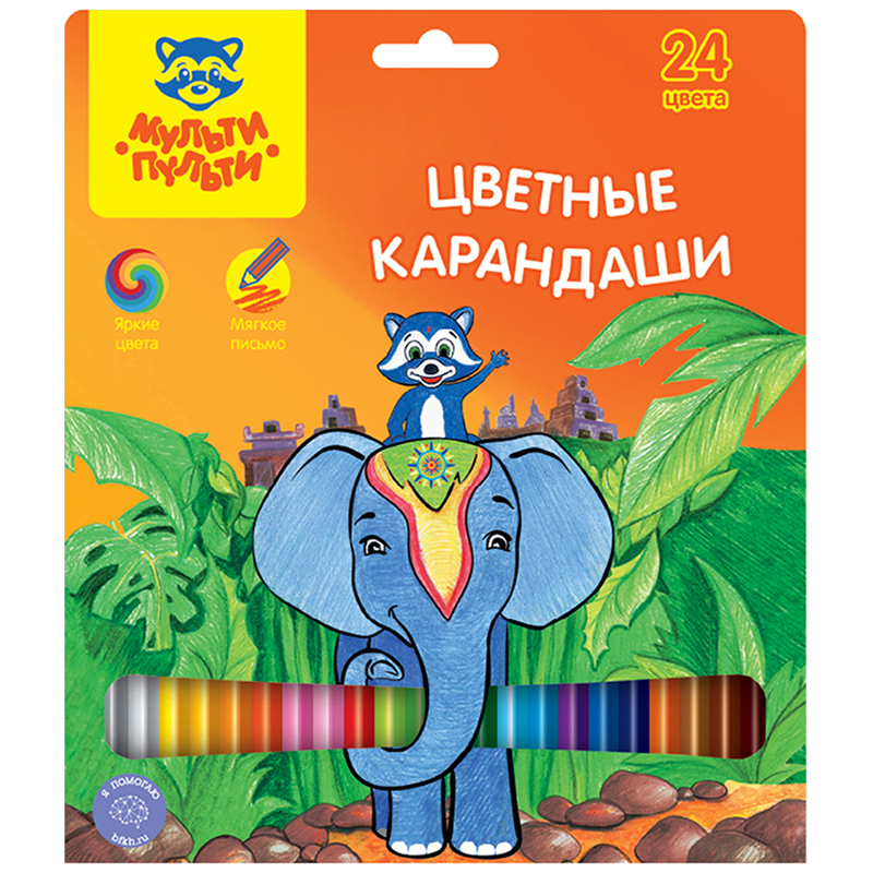 Карандаши 24цв Мульти-Пульти "Енот в Индии" заточен., картон