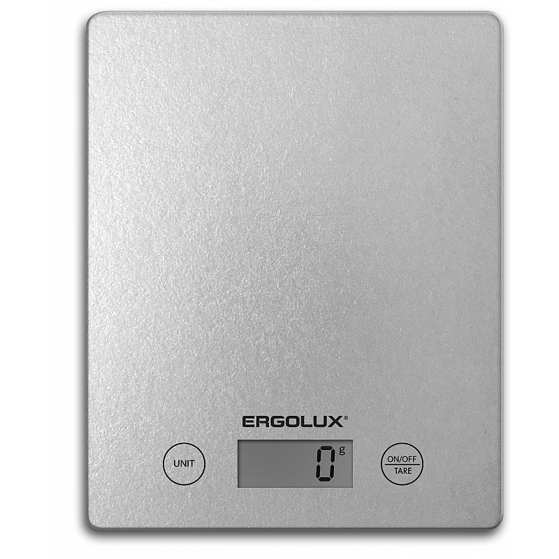 Весы кухонные ERGOLUX ELX-SK02-С03 серые металлик (до 5 кг, 195*142 мм)