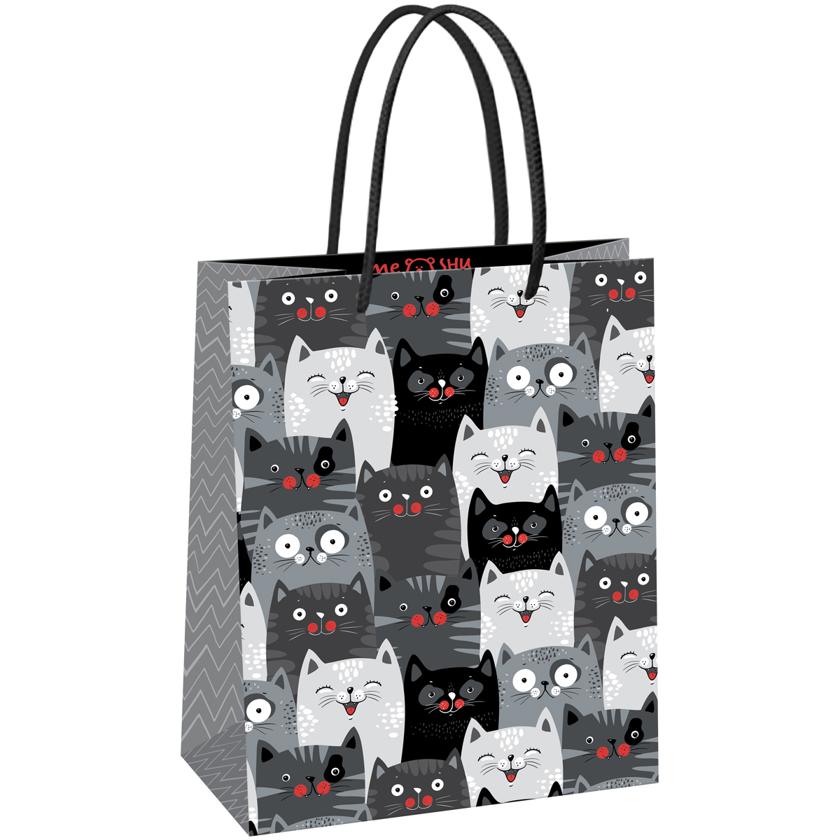 Пакет подарочный 18*23*10см MESHU "Cat pattern", глянцевая ламинация