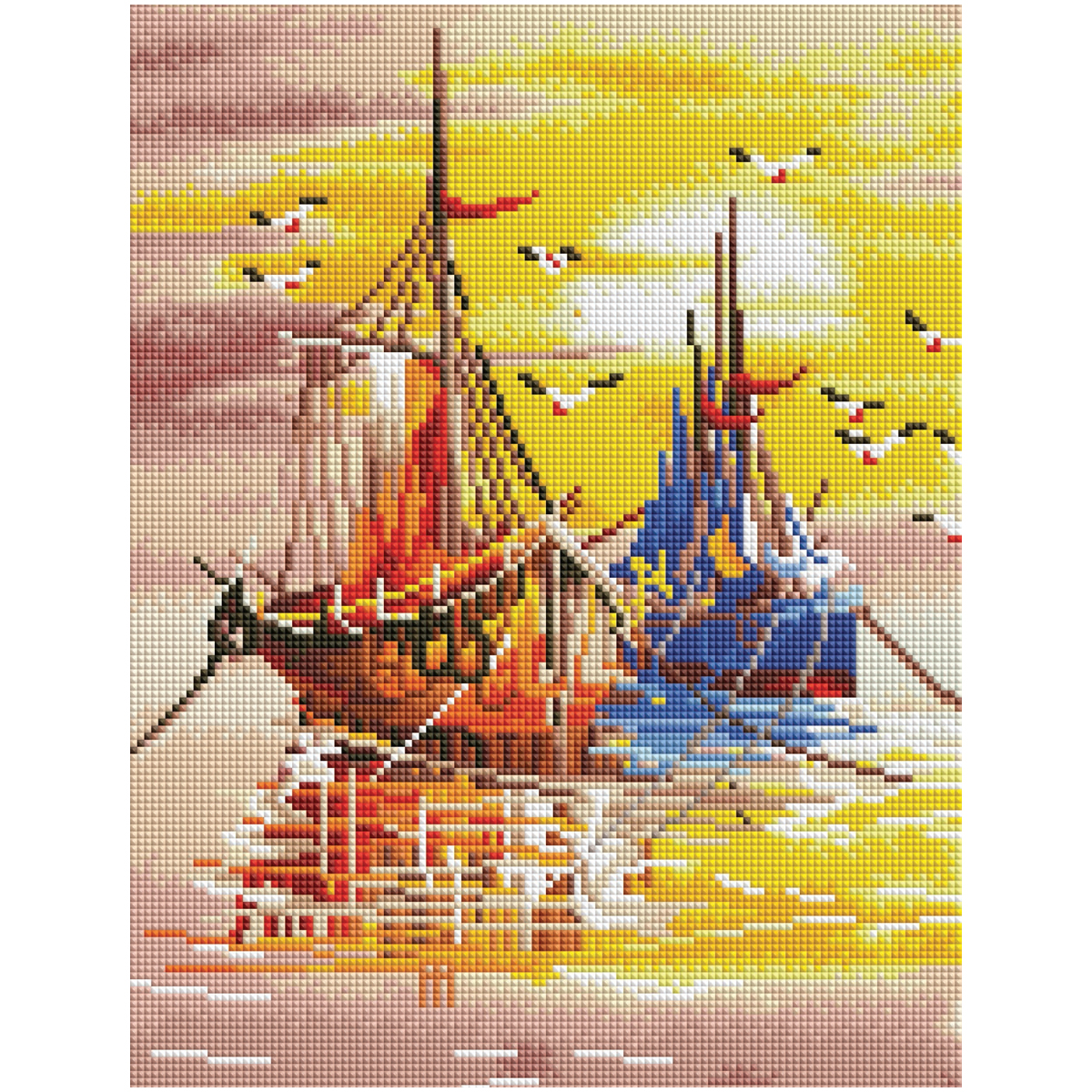 Алмазная мозаика ТРИ СОВЫ "Закат на море", 30*40см, холст на деревянном подрамнике, картонная коробк