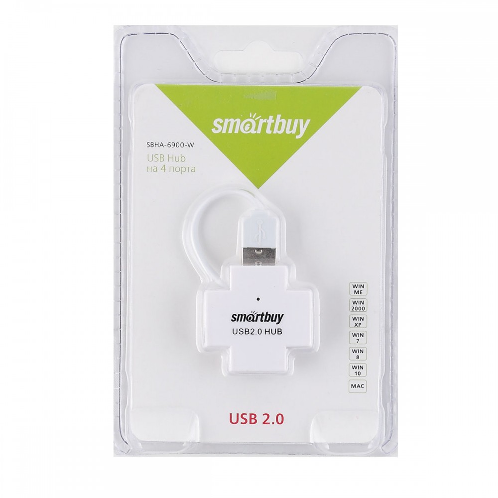 Разветвитель USB - Хаб Smart Buy 4 п. белый 6900