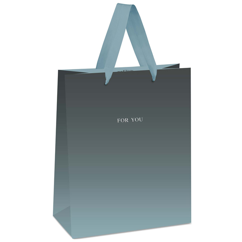 Пакет подарочный 18*23*10см MESHU "Duotone. PowderBlack-blue gradient", отд. фольгой, матовая ламина