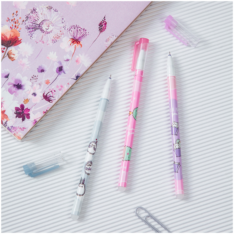 Ручка гелевая стираемая MESHU "Meow Friends", синяя, 0,5мм, корпус ассорти