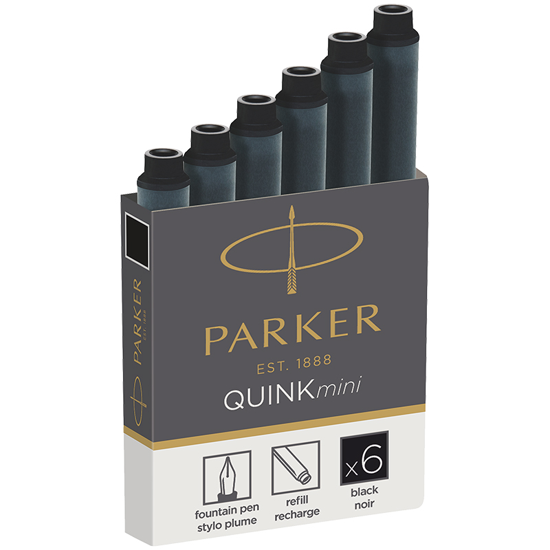 Картридж для перьевой ручки PARKER mini черный 1 ампула Cartridge Quink 1/6
