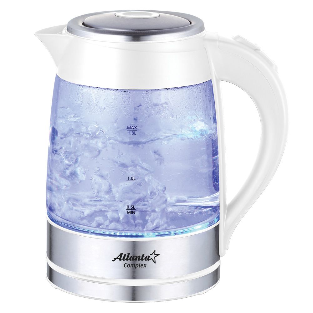 Чайник стеклянный электрический АТН-2462 (white) мощность 2200 Вт  1,8л